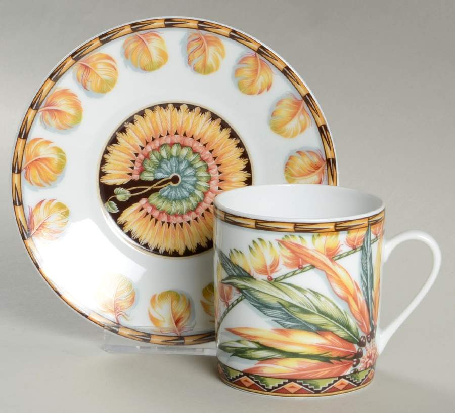 Patchwork Brazil Flat Cup & Saucer Set by Hermes-1