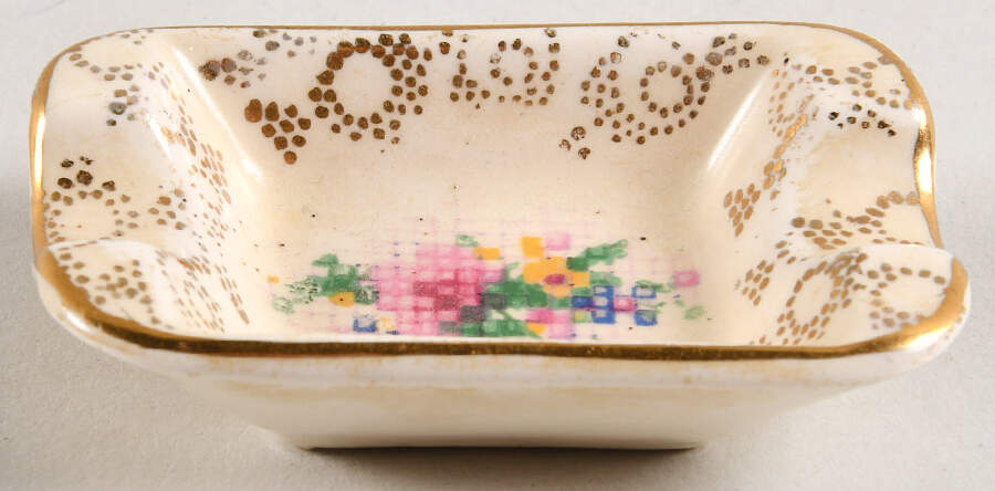 Old English Needlepoint 2" Ashtray by Hollinshead & Kirkham-1