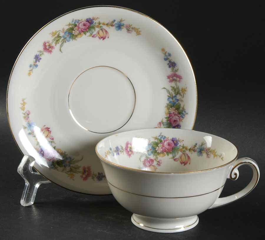 HWC5 Footed Cup & Saucer Set by HW (Germany, Czech)-1
