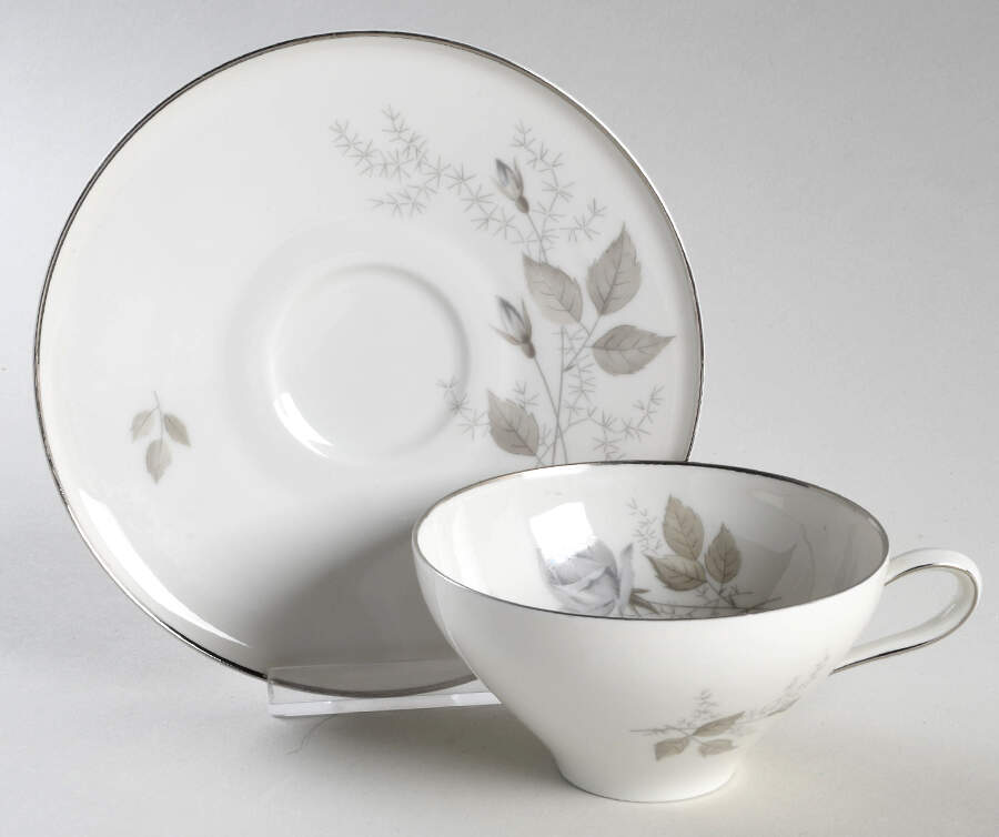 Grey Rose Flat Cup & Saucer Set by Heinrich - H&C-1