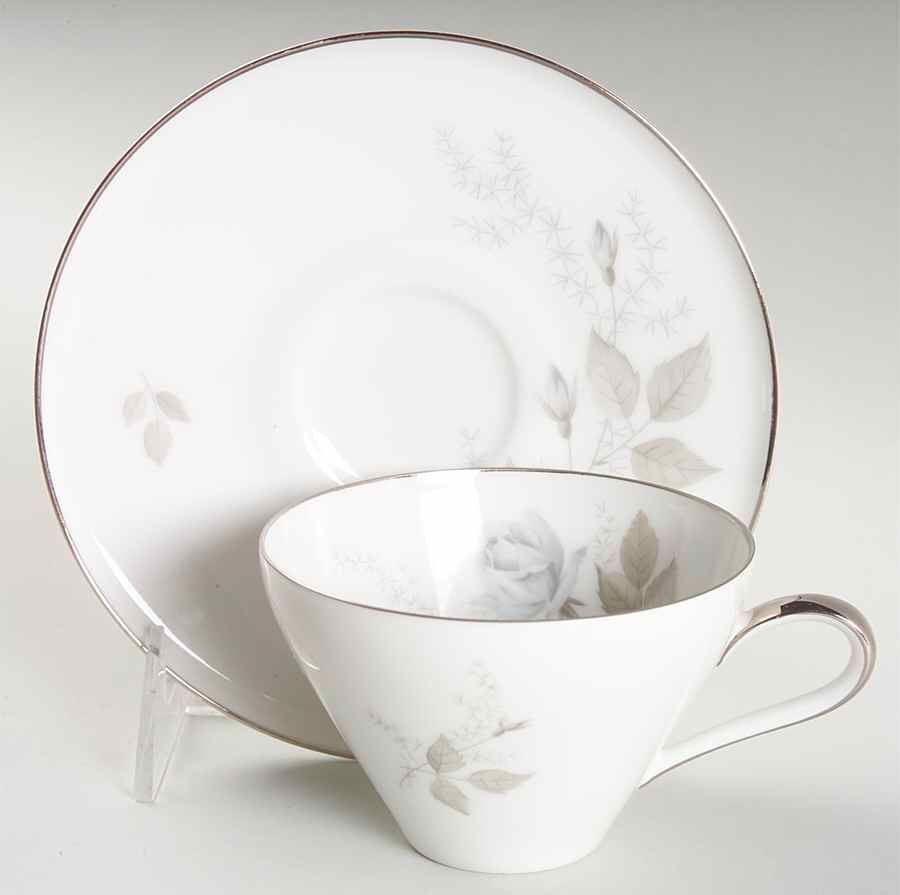Grey Rose Flat Cup & Saucer Set by Heinrich - H&C-1