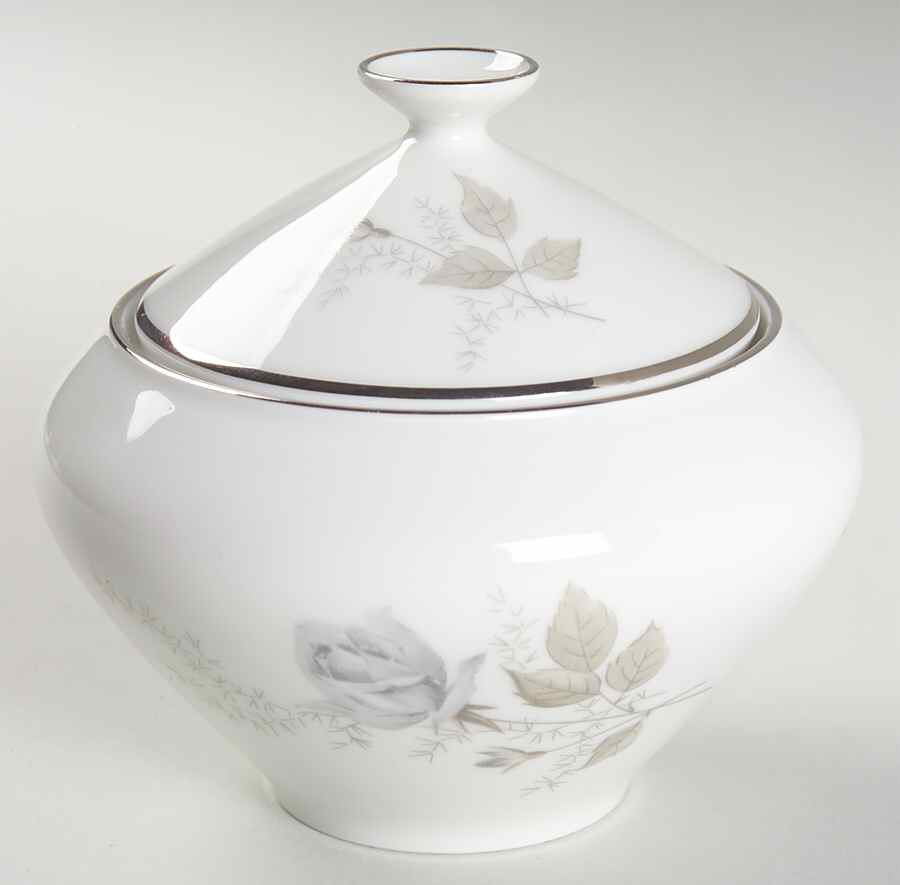 Grey Rose Sugar Bowl & Lid by Heinrich - H&C-1