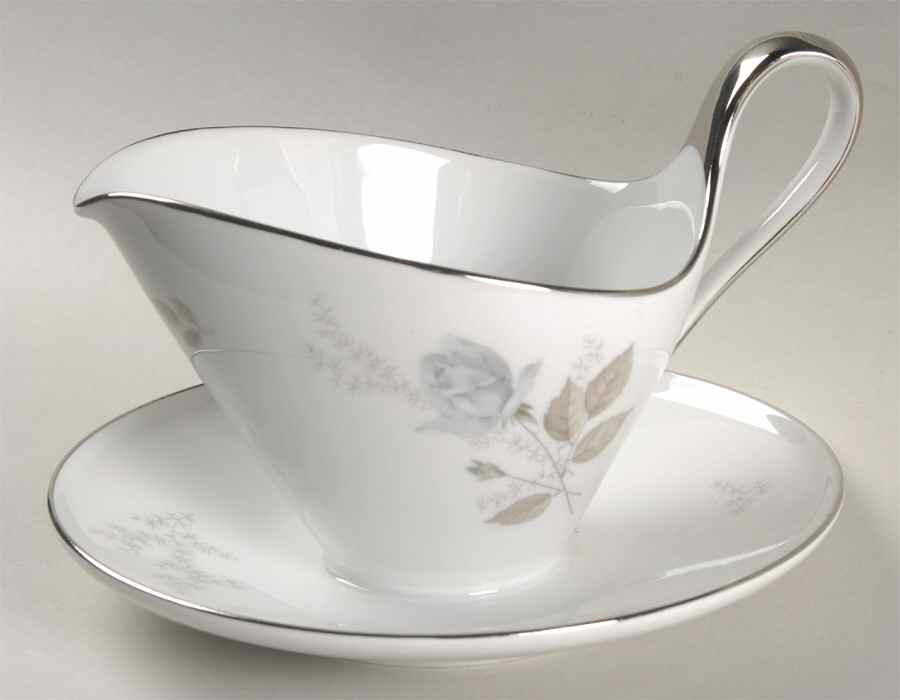 Grey Rose Gravy Boat with Attached Underplate by Heinrich - H&C-1