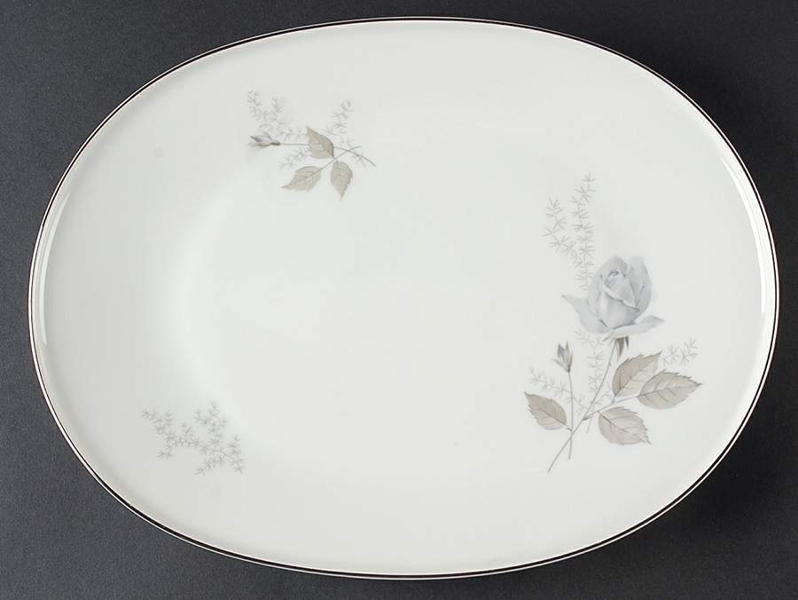Grey Rose 13" Oval Serving Platter by Heinrich - H&C-1