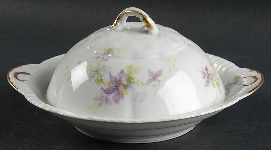 H1076 Round Covered Butter with Strainer by Haviland-1