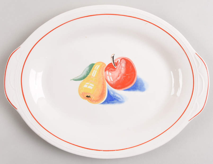 Red Apple I 11" Oval Serving Platter by Harker-1