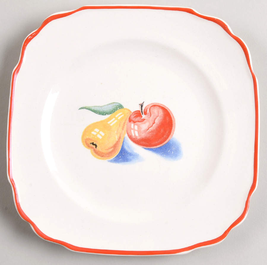 Red Apple I Square Bread & Butter Plate by Harker-1