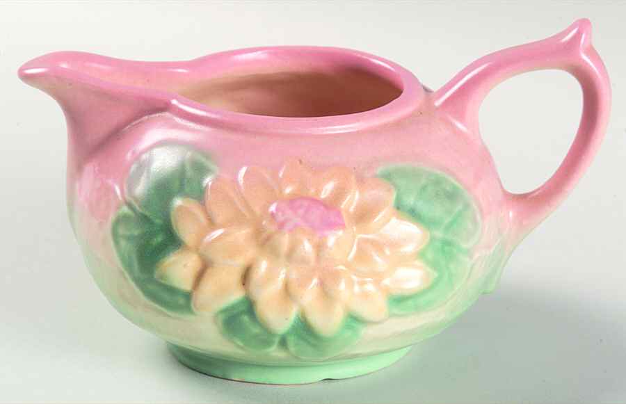 Water Lily Pink Turquoise Creamer by Hull-1