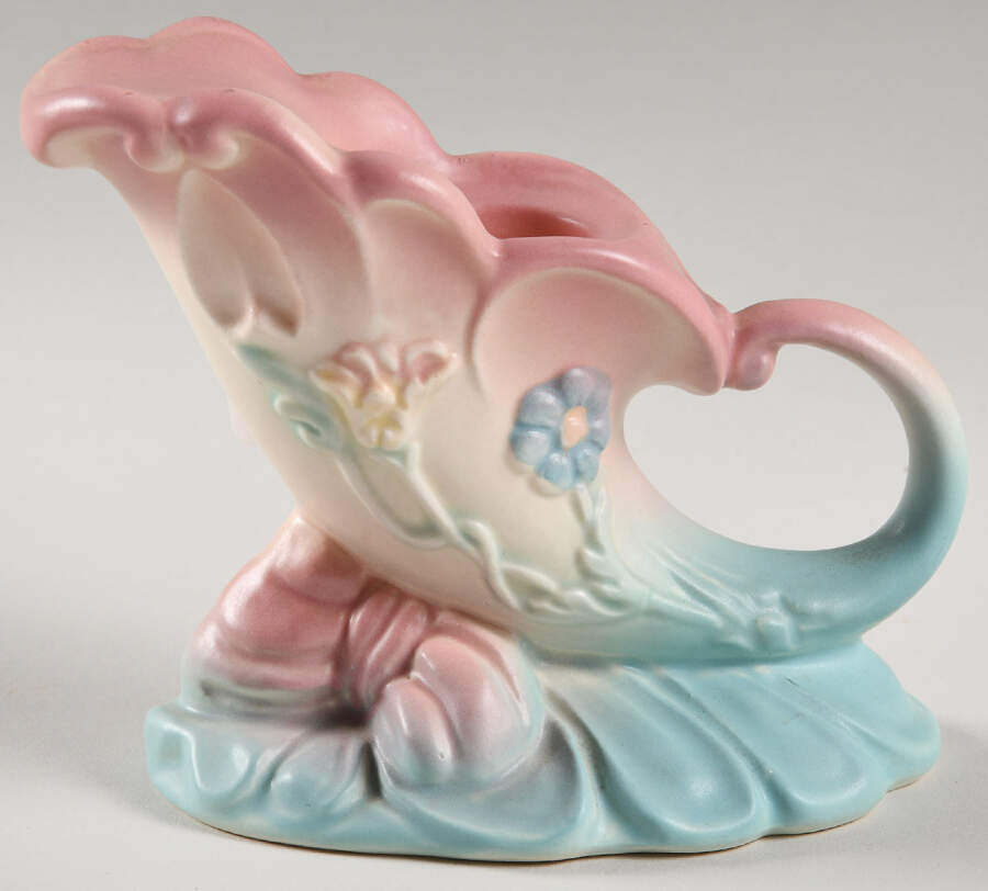 Bow Knot Pink and Turquoise Single Light Candlestick by Hull-1