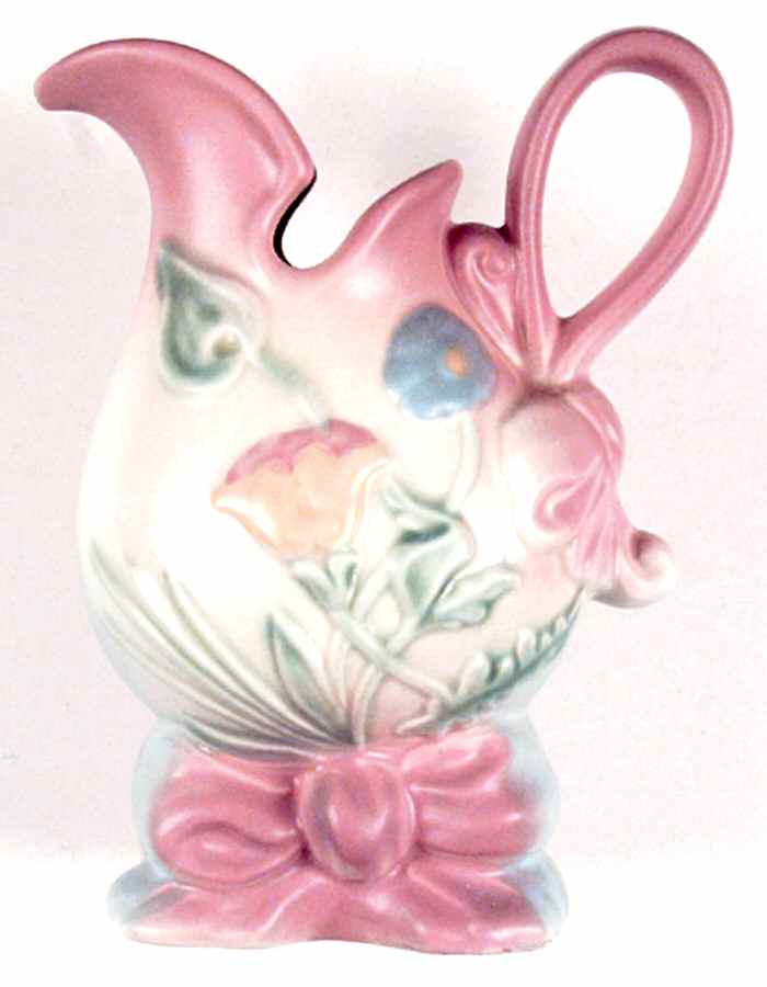 Bow Knot Pink and Turquoise 5" Ewer by Hull-1
