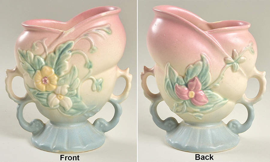 Wild Flower Blue and Pink 6" Handled Vase by Hull-1