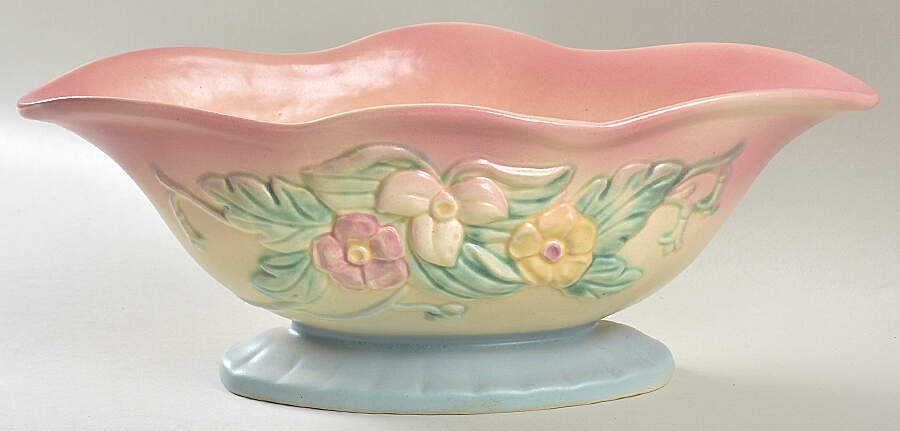 Wild Flower Blue and Pink Centerpiece/Console Bowl by Hull-1