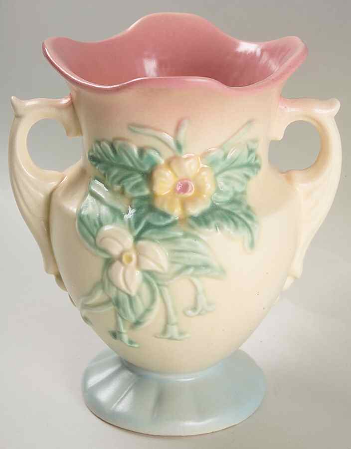 Wild Flower Blue and Pink 6" Handled Vase by Hull-1