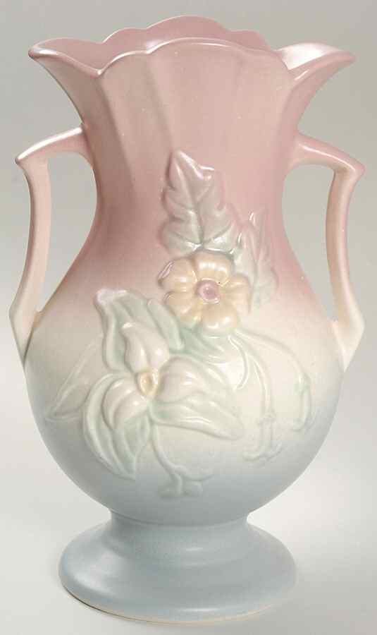 Wild Flower Blue and Pink 9" Handled Vase by Hull-1