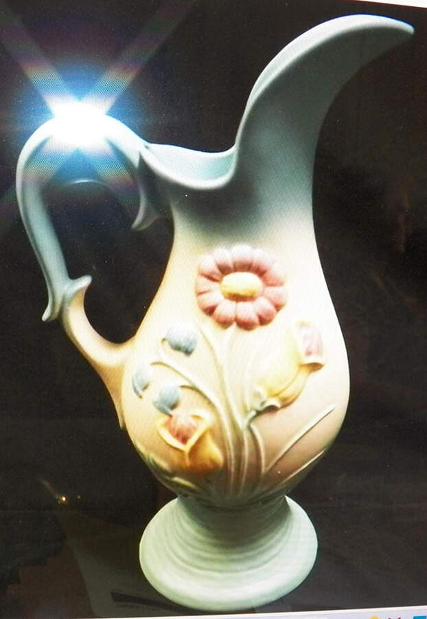 Bow Knot Blue and Turquoise Ewe13" Ewer by Hull-1