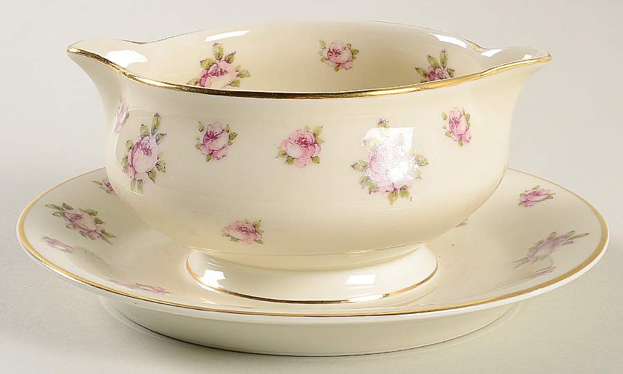 Chintz Gravy Boat with Attached Underplate by Haviland-1