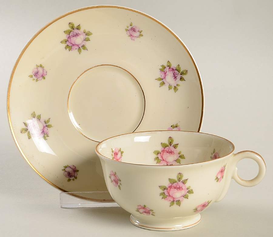 Chintz Footed Cup & Saucer Set by Haviland-1