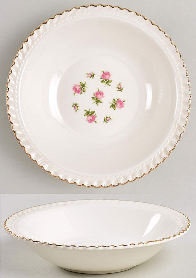 Rosebud Bouquet (Gold Trim) Rim Cereal Bowl by Harker-1