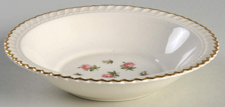 Rosebud Bouquet (Gold Trim) Rim Fruit/Dessert (Sauce) Bowl by Harker-1