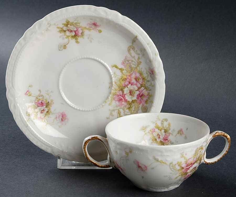 Schleiger 313-1 Flat Bouillon Cup & Saucer by Haviland-1