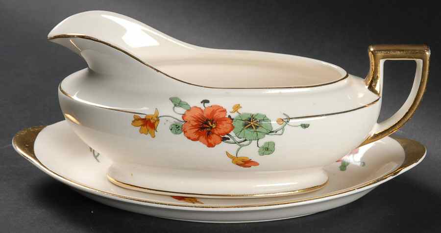 Nasturtium Gravy Boat & Underplate/Relish by Homer Laughlin -1
