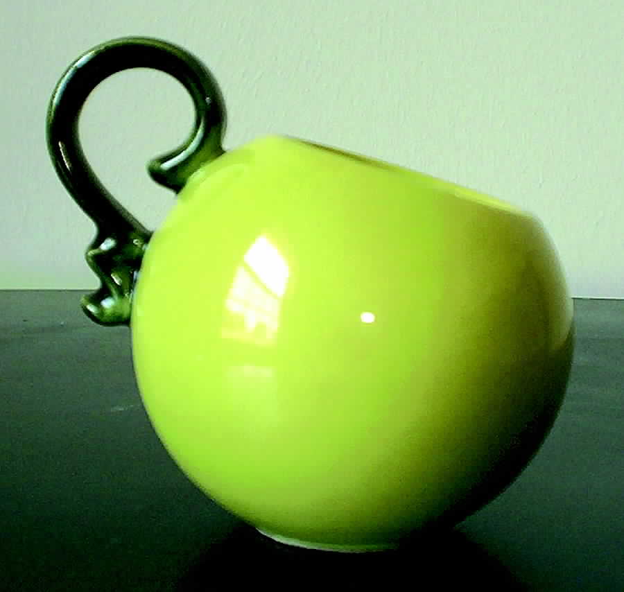 Crescent Chartreuse Green Sugar Bowl No Lid by Hull-1