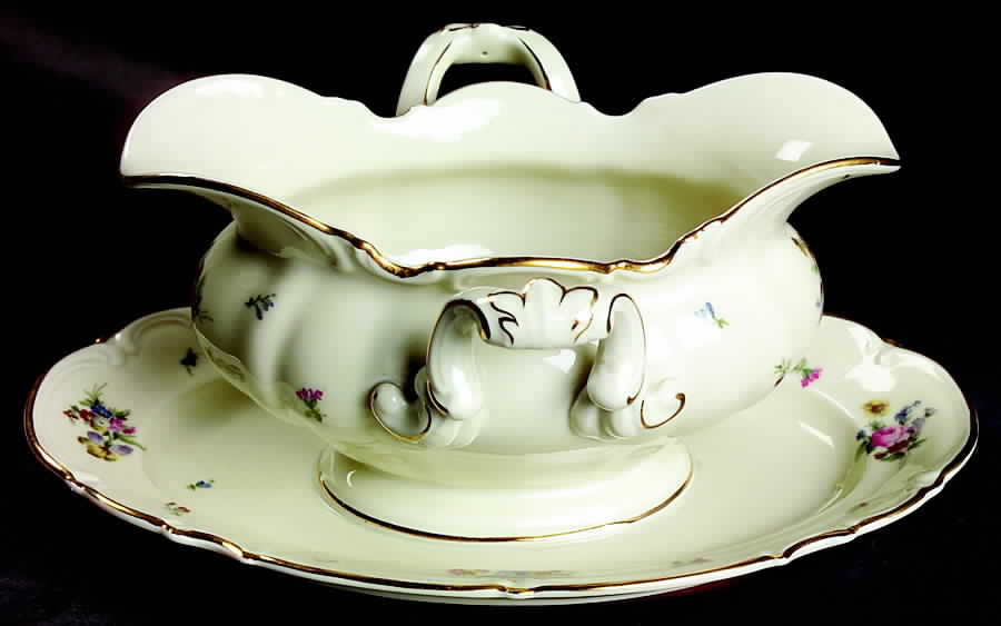 Mayfair (Cream, 7287) Gravy Boat with Attached Underplate by Hutschenreuther-1