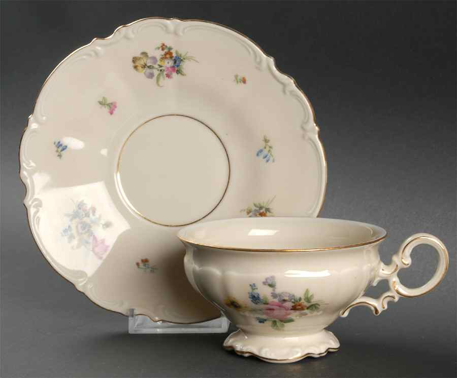 Mayfair (Cream, 7287) Footed Cup & Saucer Set by Hutschenreuther-1