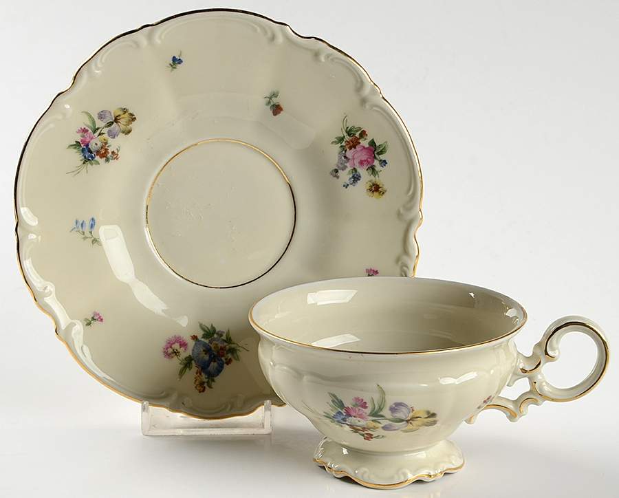 Mayfair (Cream, 7287) Footed Cup & Saucer Set by Hutschenreuther-1