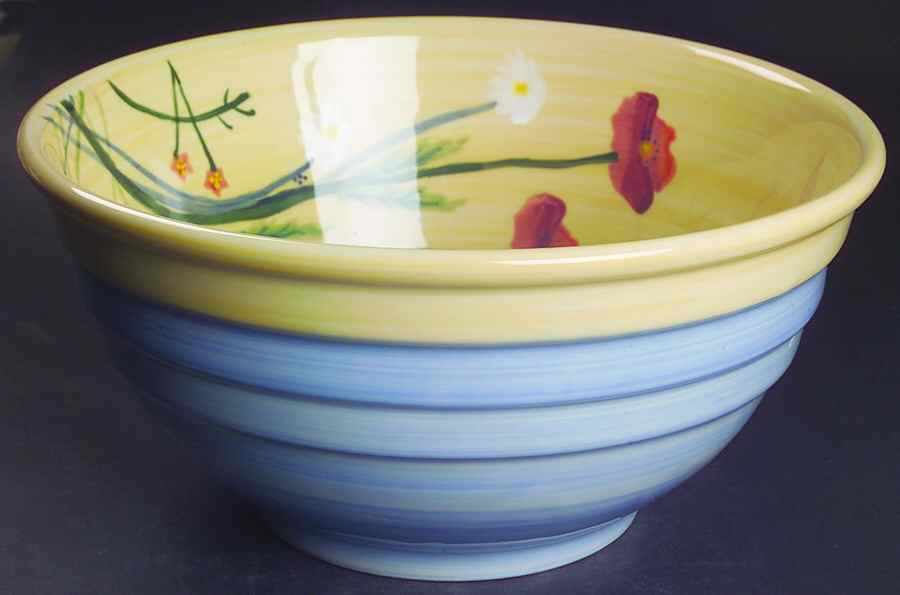 Prairie Flower 11" Ribbed Mixing Bowl by Hartstone-1