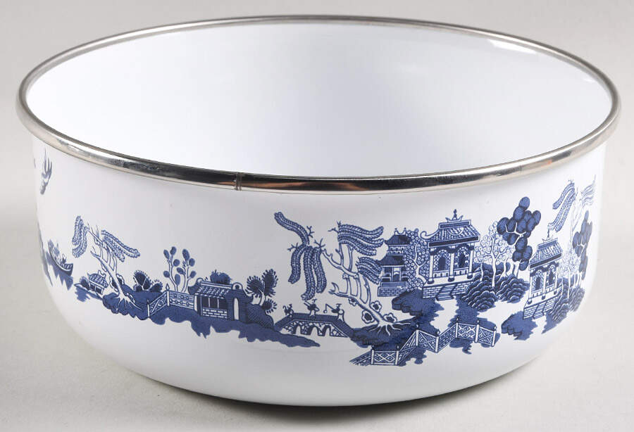 Blue Willow 7" Metal Mixing Bowl by Heritage Mint-1