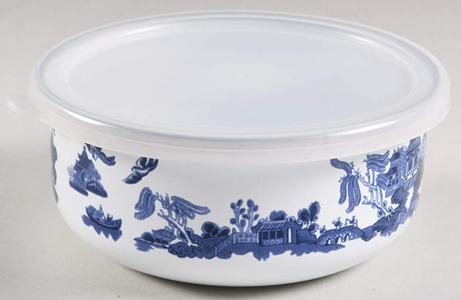 Blue Willow 5" Metal Mixing Bowl & Plastic Lid by Heritage Mint-1