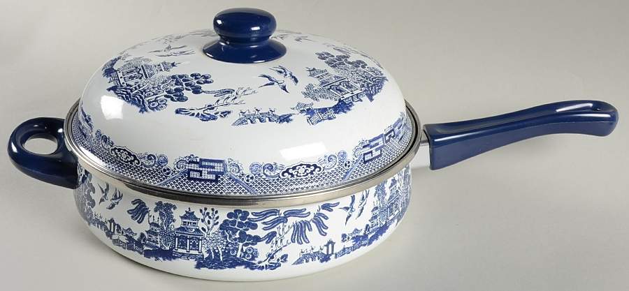 Blue Willow 10" Metal Skillet & Lid by Heritage Mint-1