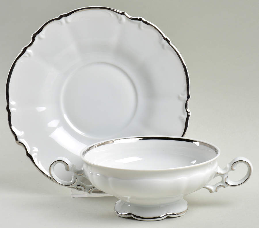 Orleans Footed Cream Soup Bowl & Saucer Set by Hutschenreuther-1