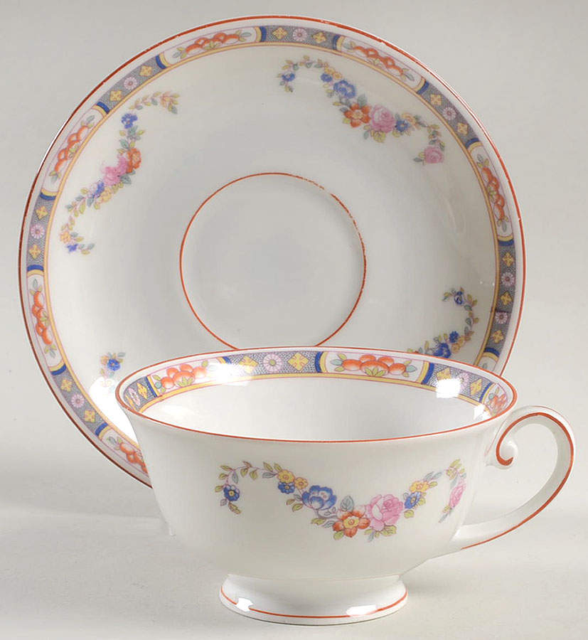HWC7 Footed Cup & Saucer Set by HW (Germany, Czech)-1