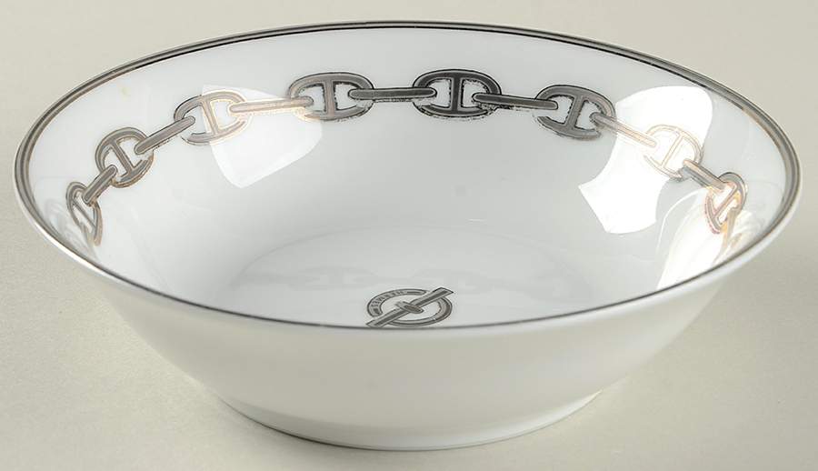 Chaine D'Ancre Gray (Platinum Trim) Fruit/Dessert (Sauce) Bowl by Hermes-1