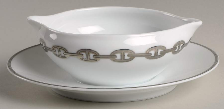 Chaine D'Ancre Gray (Platinum Trim) Sauce Boat No Lid by Hermes-1
