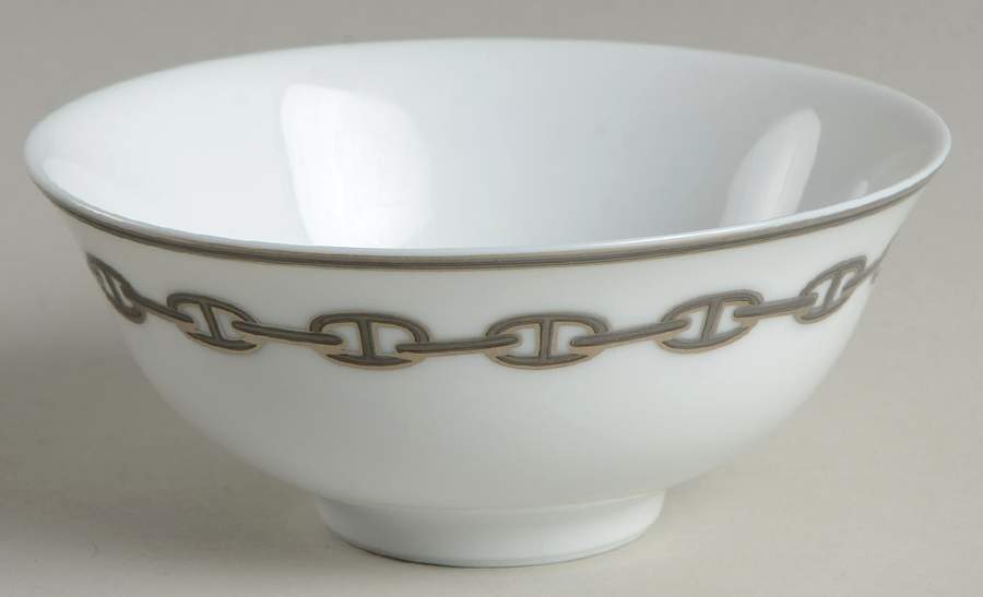 Chaine D'Ancre Gray (Platinum Trim) Bouillon Bowl by Hermes-1