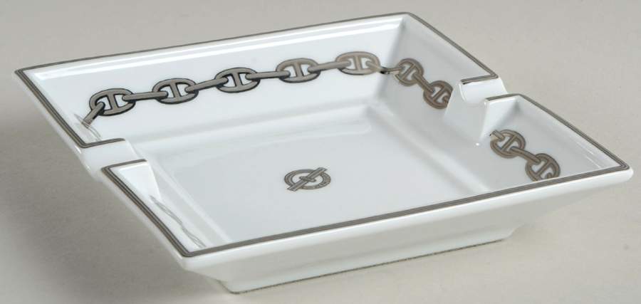Chaine D'Ancre Gray (Platinum Trim) Large Ashtray by Hermes-1