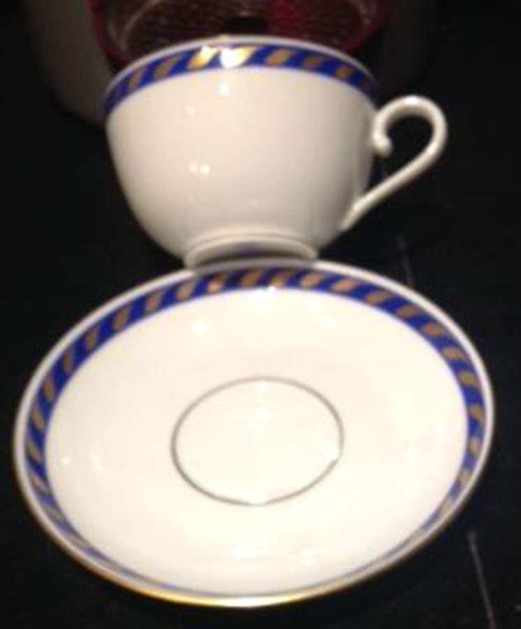 Candlelight Blue Flat Cup & Saucer Set by Herend-1