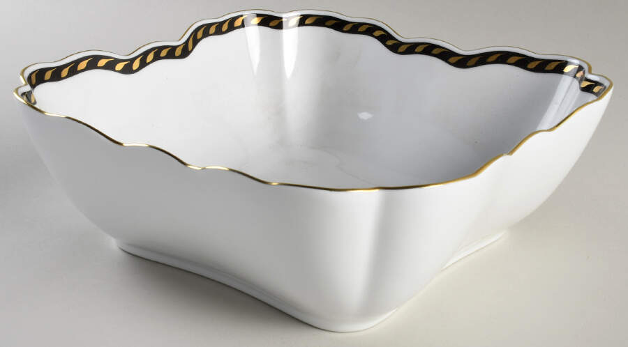 Candlelight Black Square Salad Serving Bowl by Herend-1