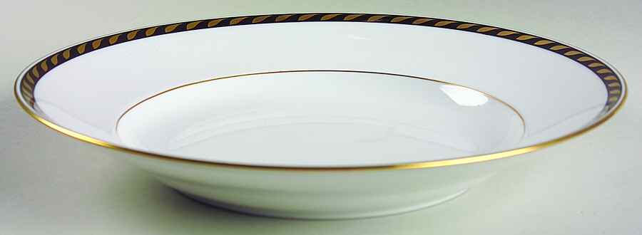 Candlelight Black Large Rim Soup Bowl by Herend-1