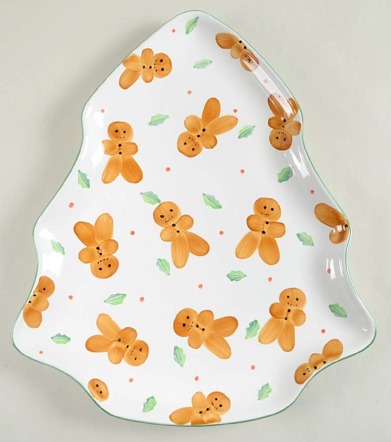 Gingerbread Man 15" Tree Shaped Platter by Herend Village-1