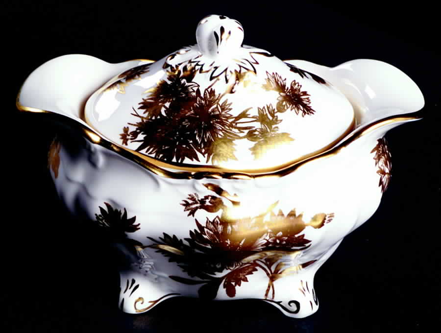 Golden Cornflower Sugar Bowl & Lid by Hammersley-1