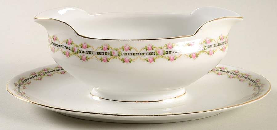HWC8 Gravy Boat with Attached Underplate by HW (Germany, Czech)-1