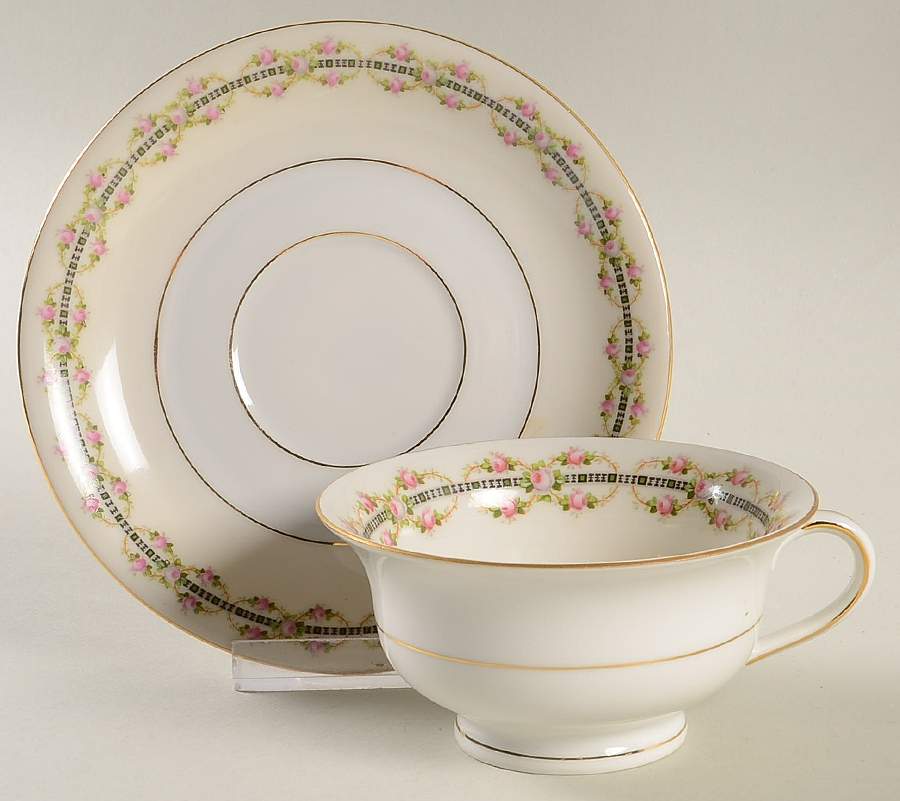 HWC8 Footed Cup & Saucer Set by HW (Germany, Czech)-1