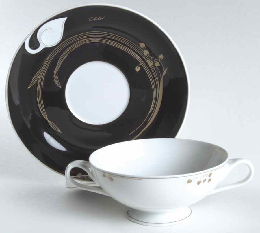 St Honore Footed Cream Soup Bowl & Saucer Set by Hutschenreuther-1