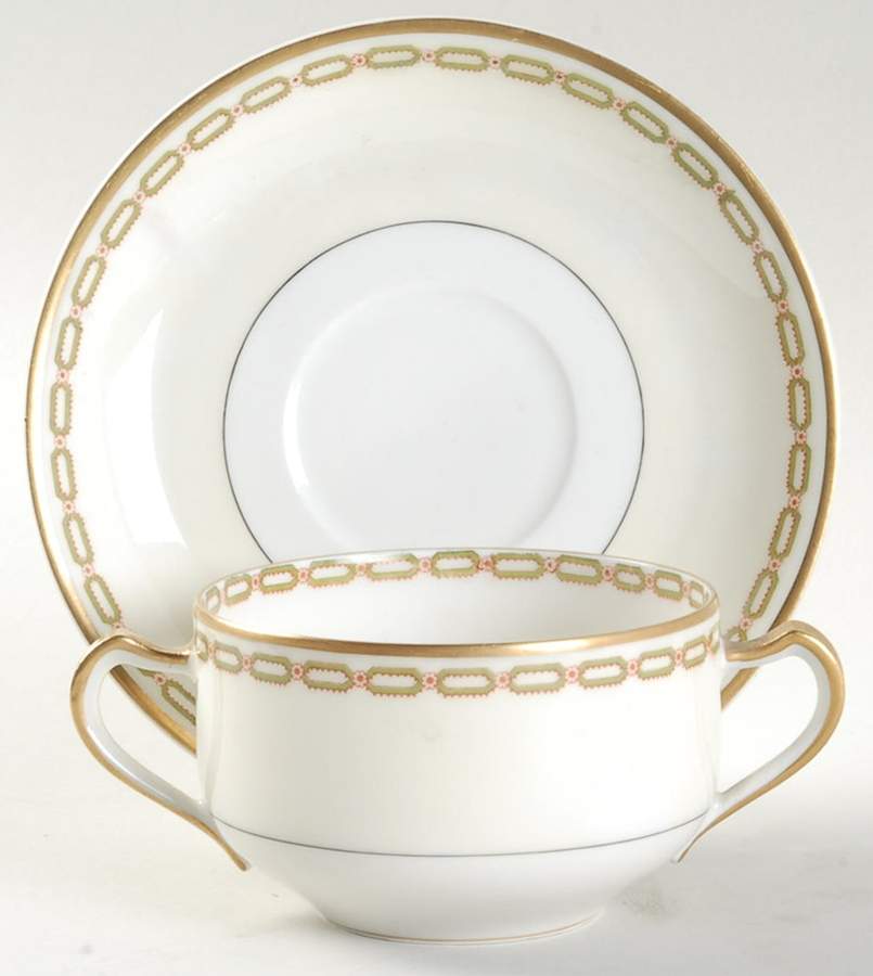 Schleiger 588-2 Flat Bouillon Cup & Saucer by Haviland-1