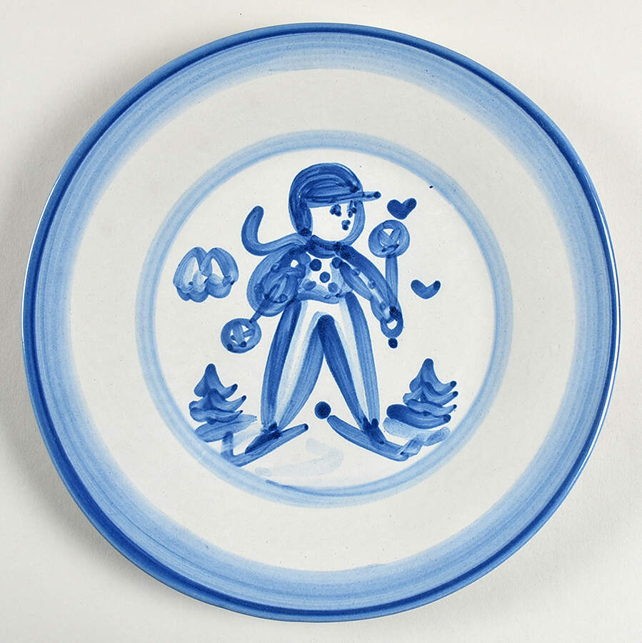 Skier Luncheon Plate by M A Hadley-1