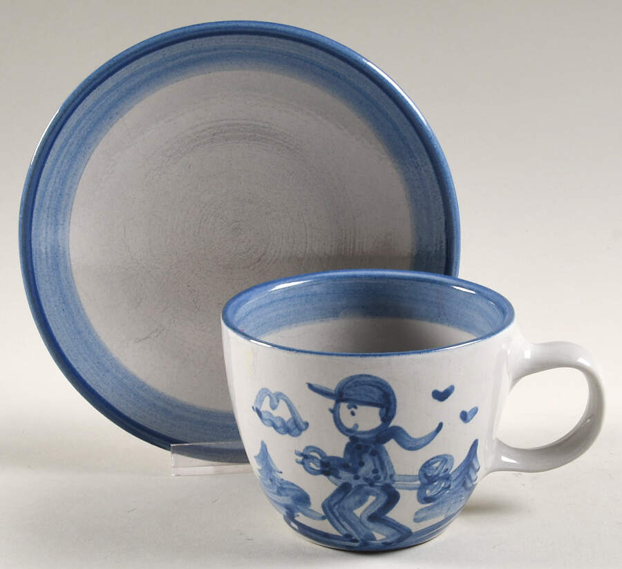 Skier Flat Cup & Saucer Set by M A Hadley-1